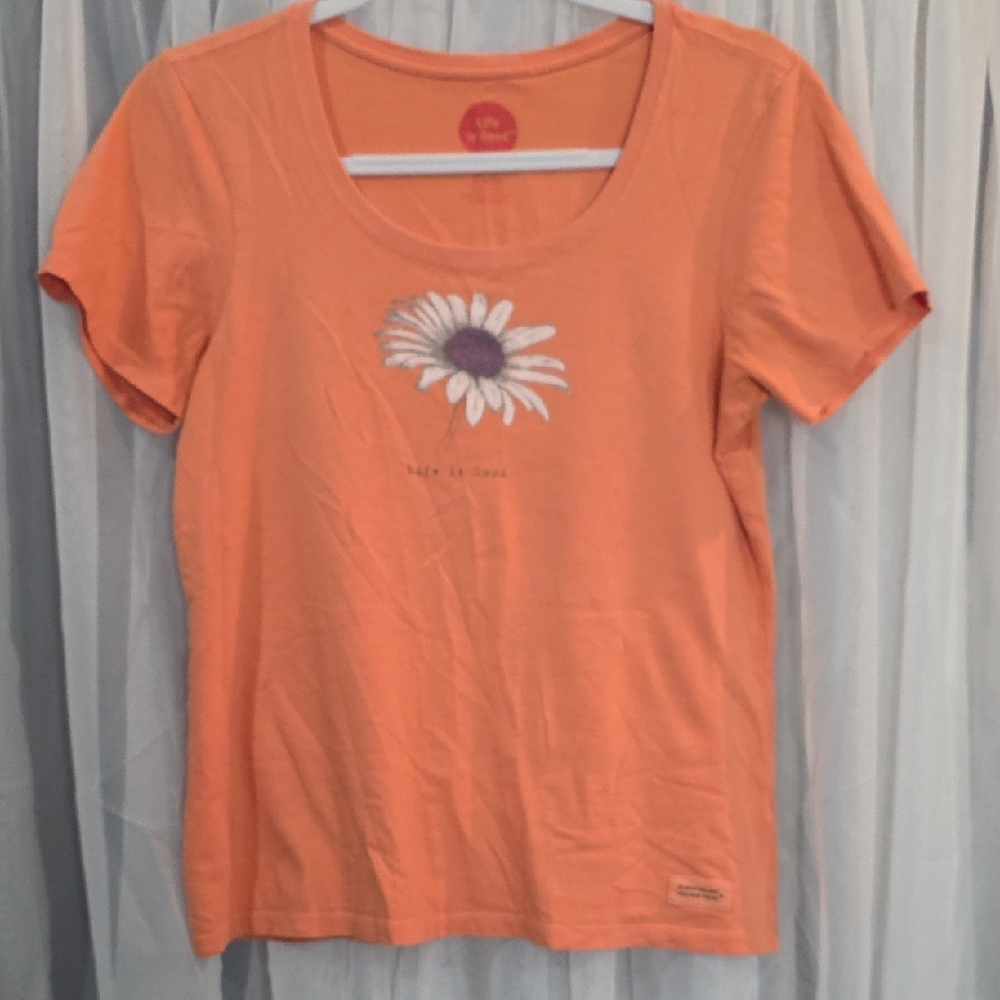 #46 Life Is Good Orange Tee with Daisy Design